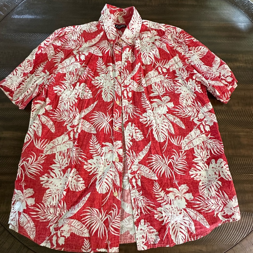 Chaps Red and White Casual Button Down Shirt
